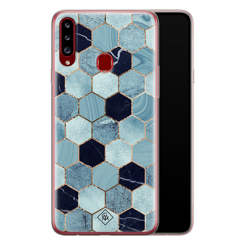 Casimoda Samsung Galaxy A20s siliconen hoesje - Blue cubes