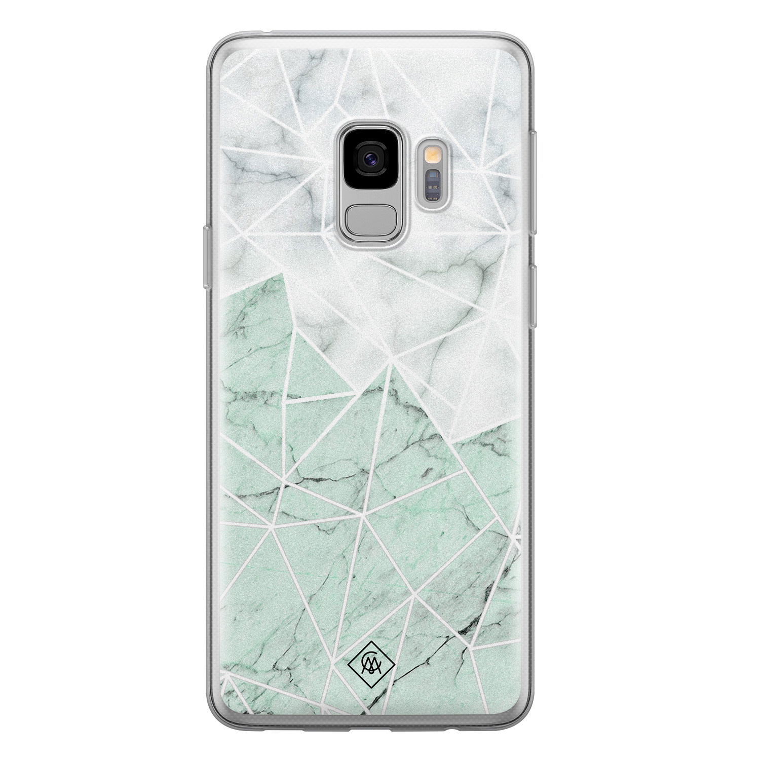 Samsung Galaxy S9 siliconen telefoonhoesje - Marmer mint mix