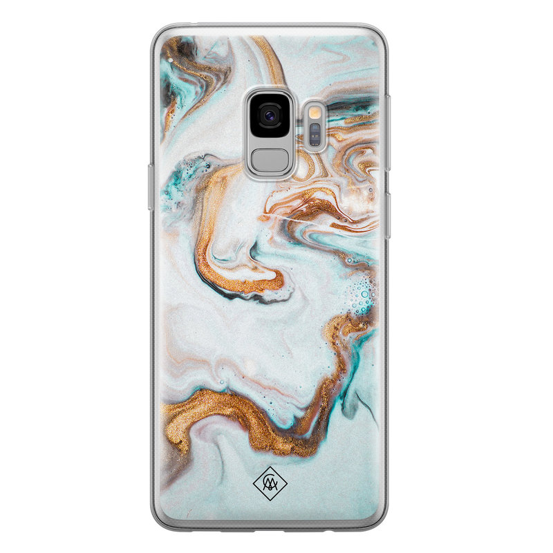 Casimoda Samsung Galaxy S9 siliconen hoesje - Marmer blauw goud