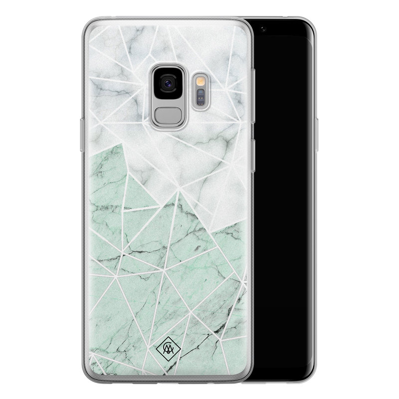 Casimoda Samsung Galaxy S9 siliconen telefoonhoesje - Marmer mint mix