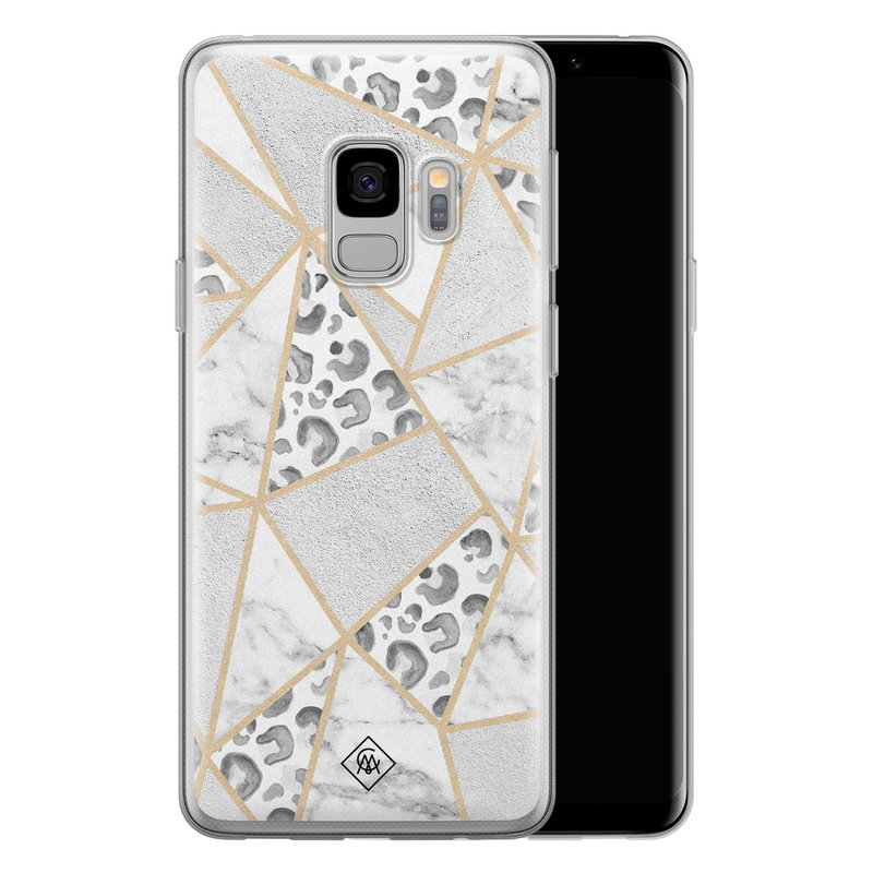 Casimoda Samsung Galaxy S9 siliconen telefoonhoesje - Stone & leopard print