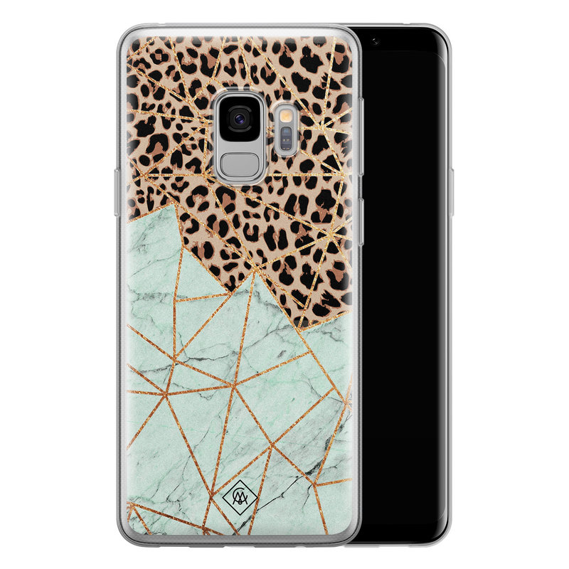 Casimoda Samsung Galaxy S9 siliconen hoesje - Luipaard marmer mint