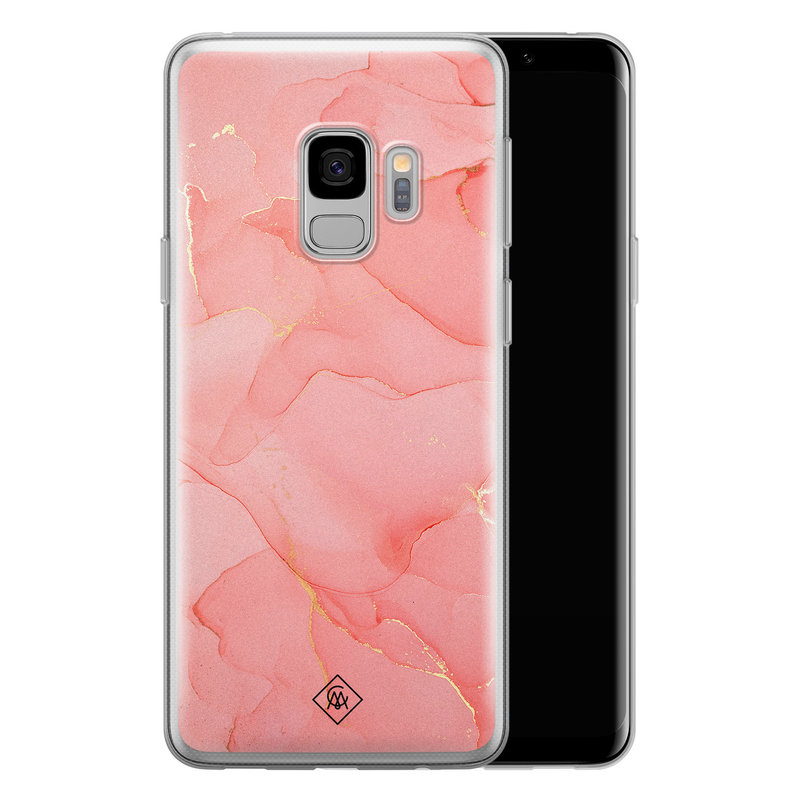 Casimoda Samsung Galaxy S9 siliconen hoesje - Marmer roze