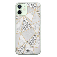 Casimoda iPhone 12 mini siliconen telefoonhoesje - Stone & leopard print