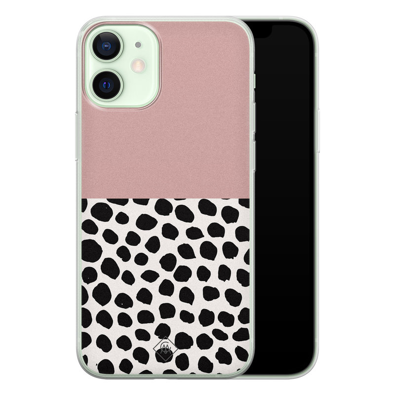 Casimoda iPhone 12 mini siliconen hoesje - Pink dots