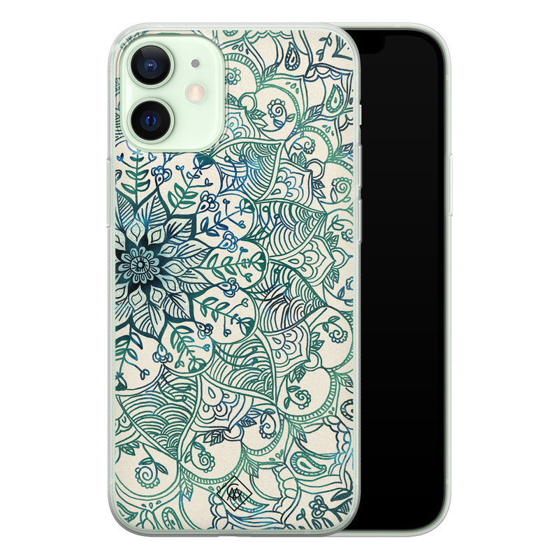 Casimoda iPhone 12 mini siliconen hoesje - Mandala blauw