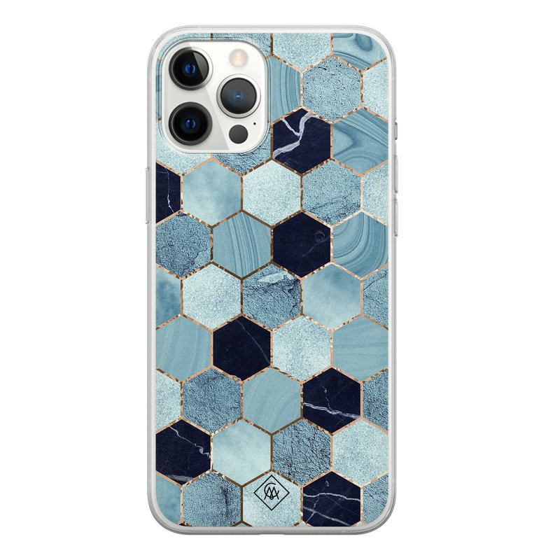 Casimoda iPhone 12 Pro Max siliconen hoesje - Blue cubes