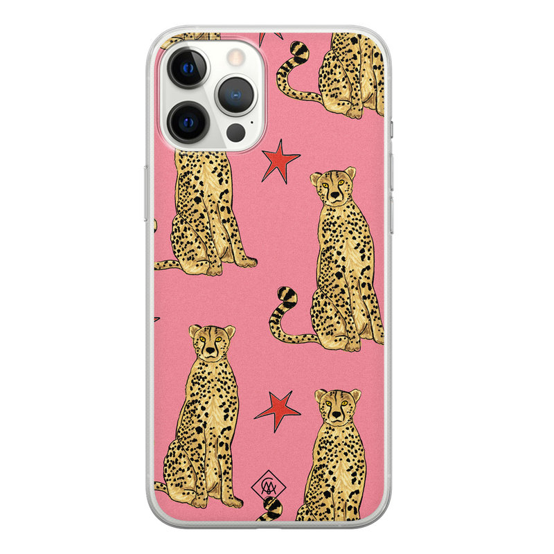 Casimoda iPhone 12 Pro Max siliconen hoesje - The pink leopard