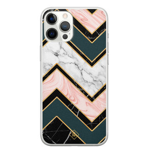 Casimoda iPhone 12 Pro Max siliconen hoesje - Marmer triangles