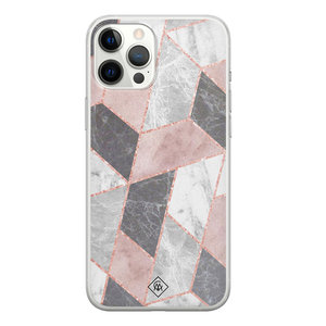 Casimoda iPhone 12 Pro Max siliconen hoesje - Stone grid