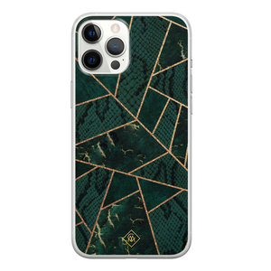 Casimoda iPhone 12 Pro Max siliconen hoesje - Abstract groen