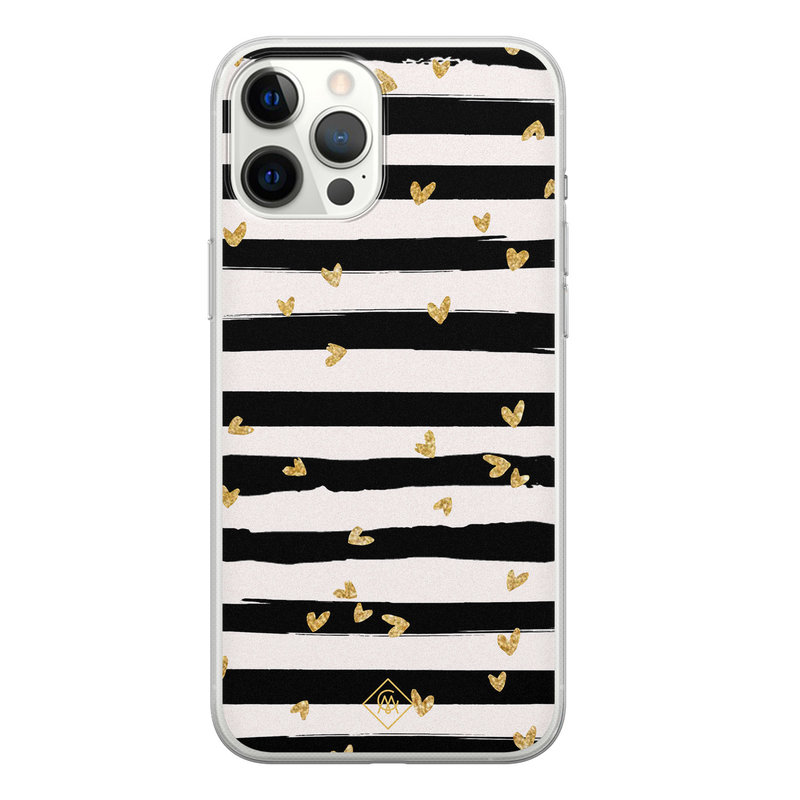 Casimoda iPhone 12 Pro Max siliconen telefoonhoesje - Hart streepjes