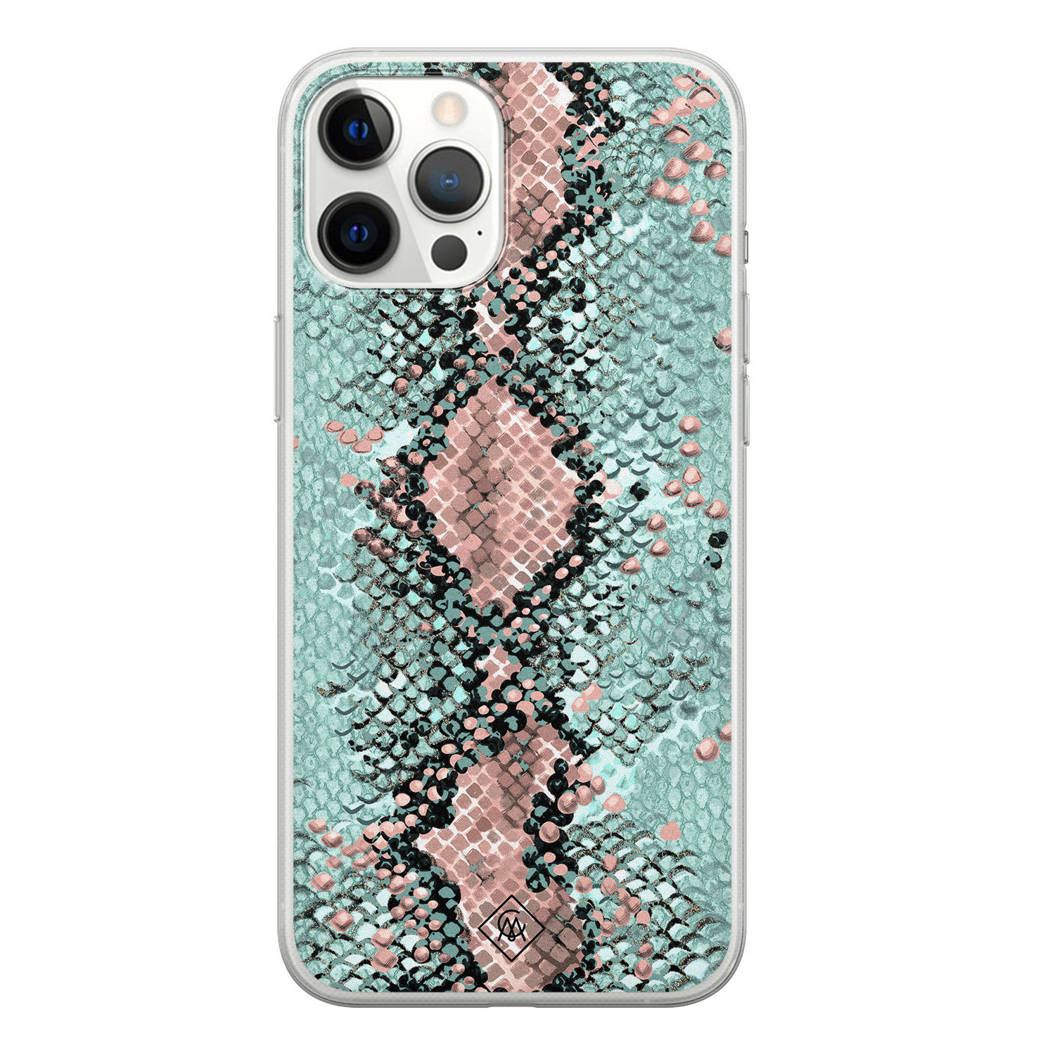 iPhone 12 Pro Max siliconen hoesje Snake pastel
