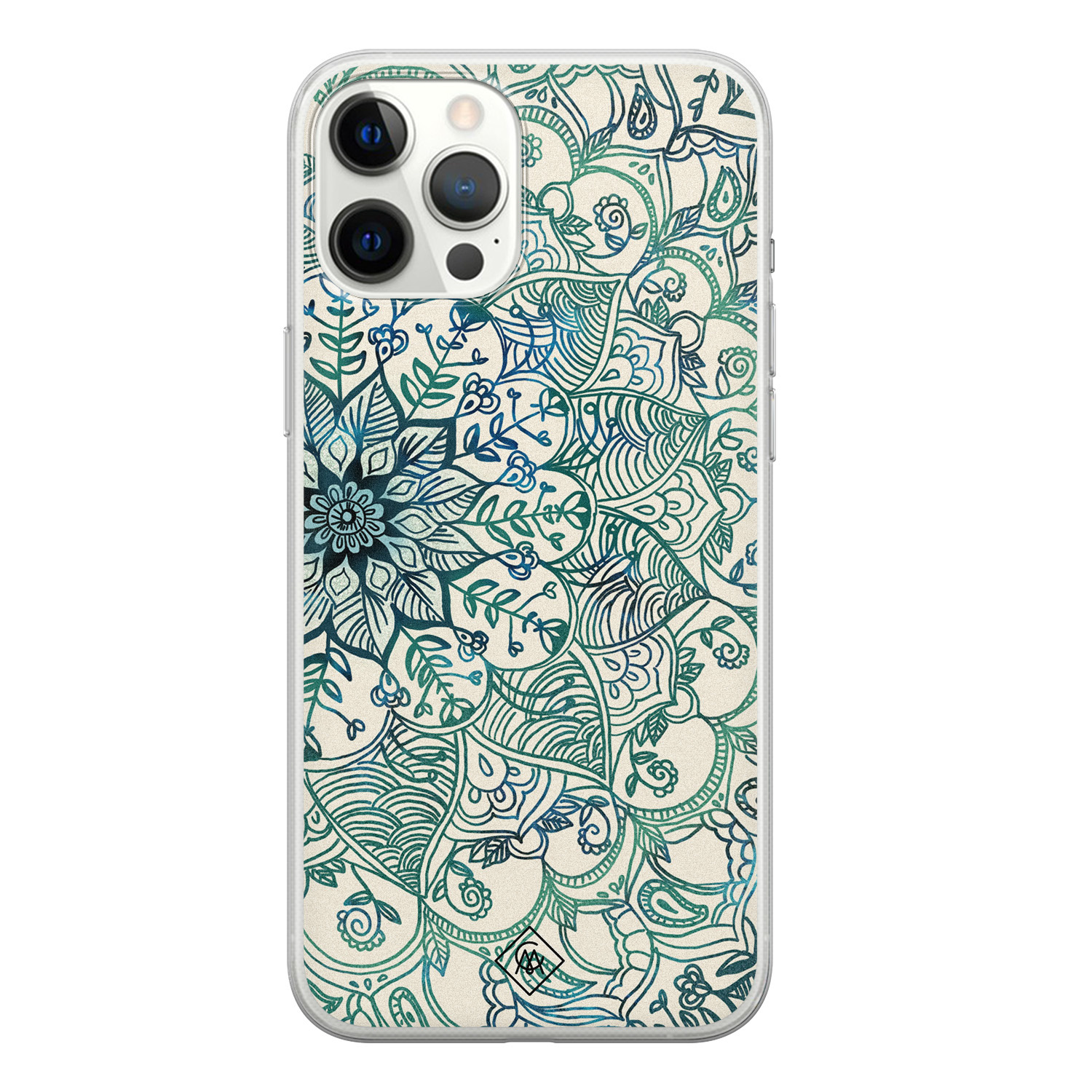 iPhone 12 Pro Max siliconen hoesje Mandala blauw