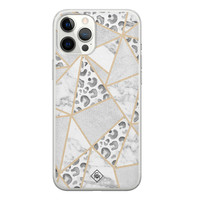 Casimoda iPhone 12 Pro Max siliconen telefoonhoesje - Stone & leopard print