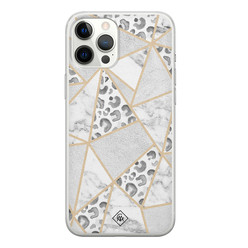 Casimoda iPhone 12 Pro Max siliconen hoesje - Stone & leopard print