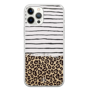 Casimoda iPhone 12 Pro Max siliconen hoesje - Leopard lines