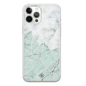 Casimoda iPhone 12 Pro Max siliconen telefoonhoesje - Marmer mint mix