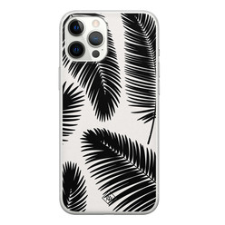 Casimoda iPhone 12 Pro Max siliconen hoesje - Palm leaves silhouette