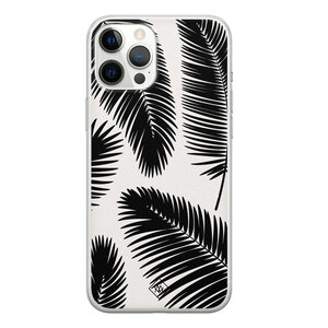 Casimoda iPhone 12 Pro Max siliconen hoesje - Palm leaves silhouette