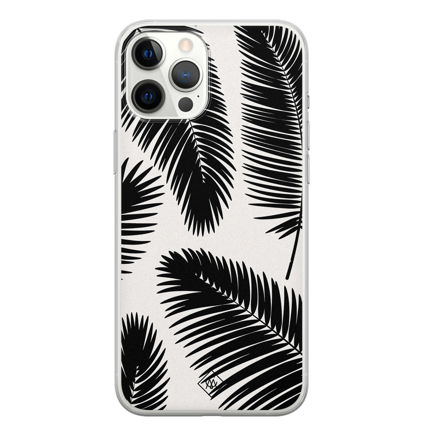 iPhone 12 Pro Max siliconen telefoonhoesje Palm leaves silhouette
