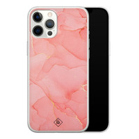 Casimoda iPhone 12 Pro Max siliconen hoesje - Marmer roze