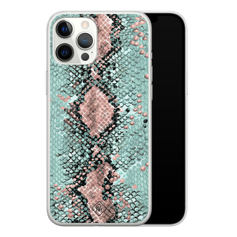 Casimoda iPhone 12 Pro Max siliconen hoesje - Snake pastel