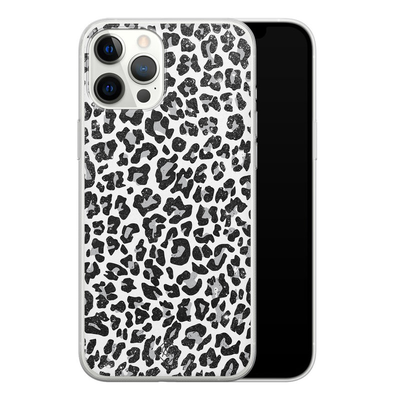 Casimoda iPhone 12 Pro Max siliconen telefoonhoesje - Luipaard grijs