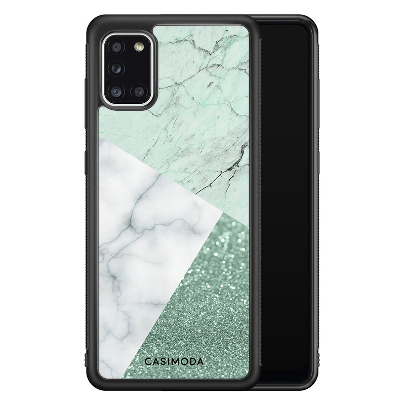 Casimoda Samsung Galaxy A31 hoesje - Minty marmer collage