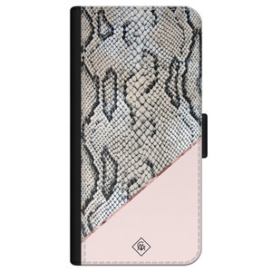 Casimoda iPhone 12 flipcase - Snake print roze