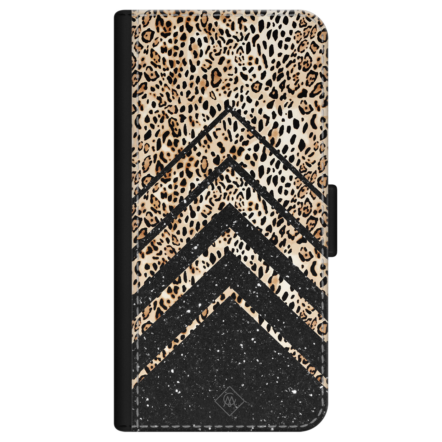 iPhone 12 flipcase Luipaard chevron