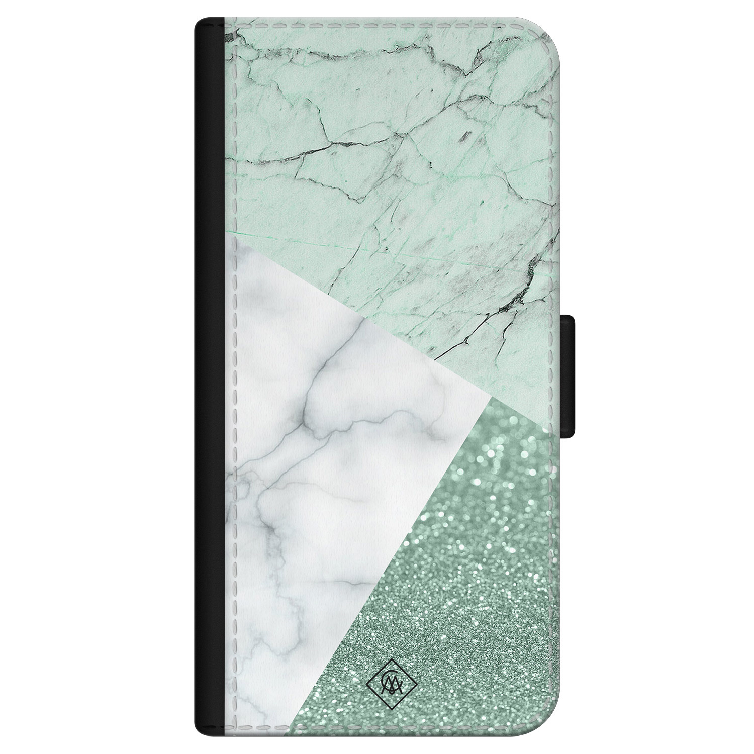 iPhone 12 flipcase - Minty marmer collage