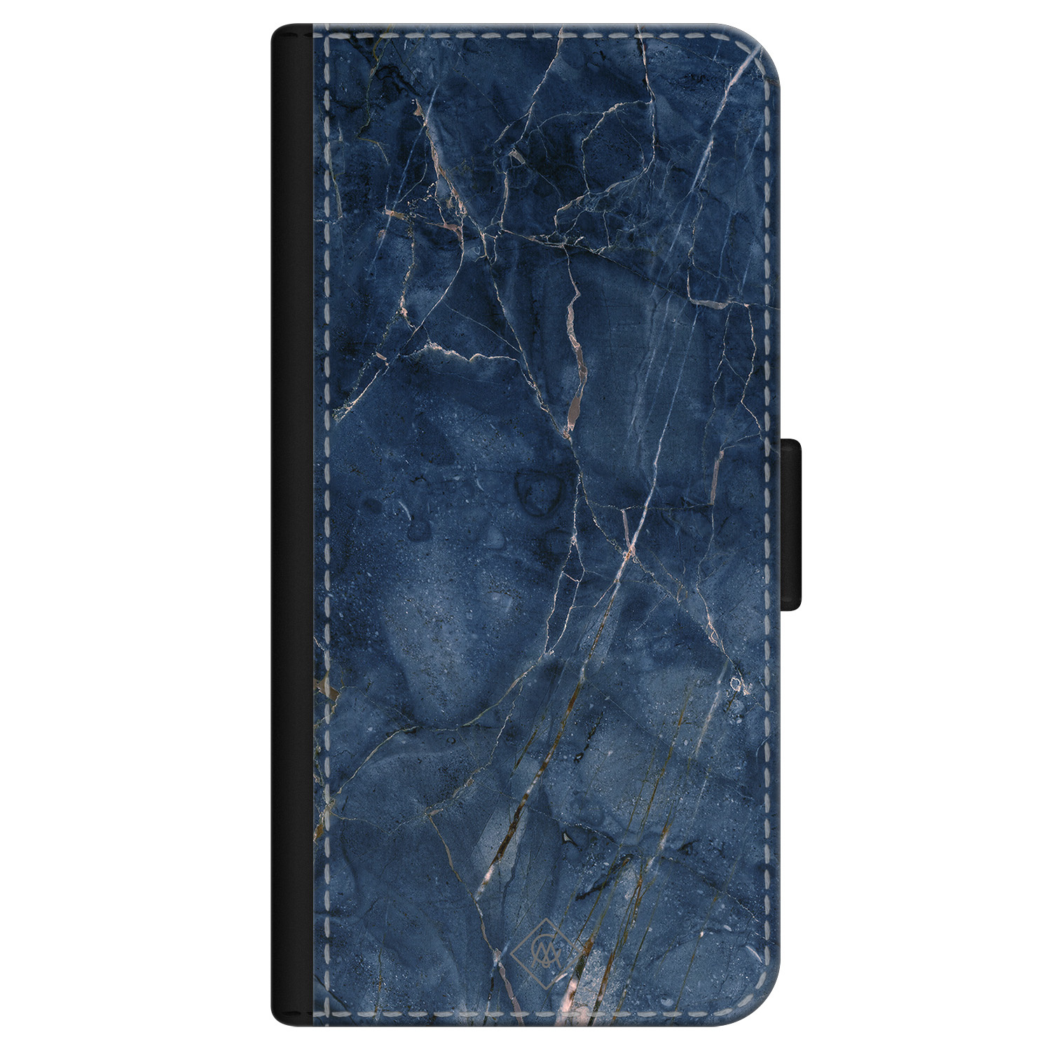 iPhone 12 flipcase - Marmer navy blauw