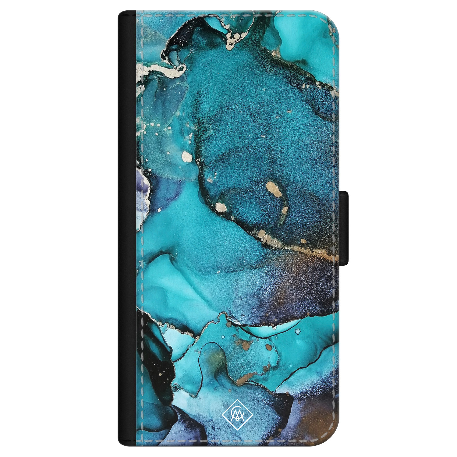 iPhone 12 flipcase - Marmer indigo blauw