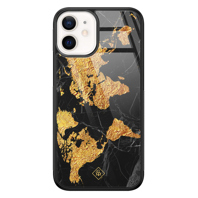 Casimoda iPhone 12 mini glazen hardcase - Wereldkaart