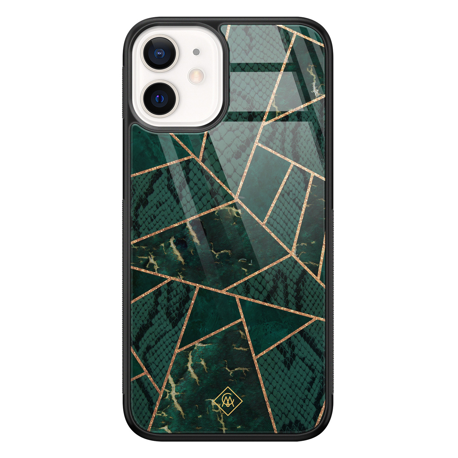 iPhone 12 mini glazen hardcase - Abstract groen