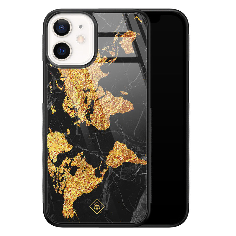 Casimoda iPhone 12 mini glazen hardcase - Wereldkaart