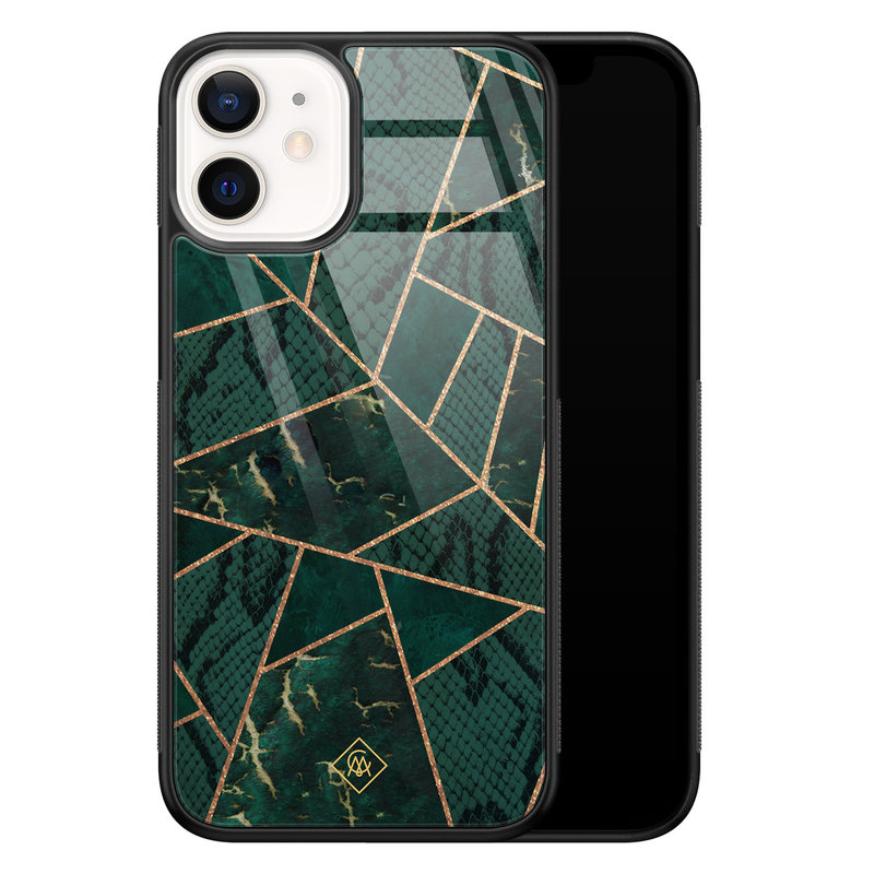 Casimoda iPhone 12 mini glazen hardcase - Abstract groen