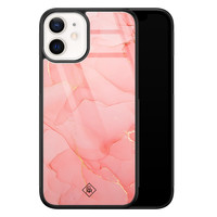 Casimoda iPhone 12 mini glazen hardcase - Marmer roze