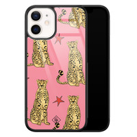 Casimoda iPhone 12 mini glazen hardcase - The pink leopard