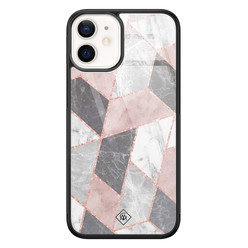 Casimoda iPhone 12 mini glazen hardcase - Stone grid