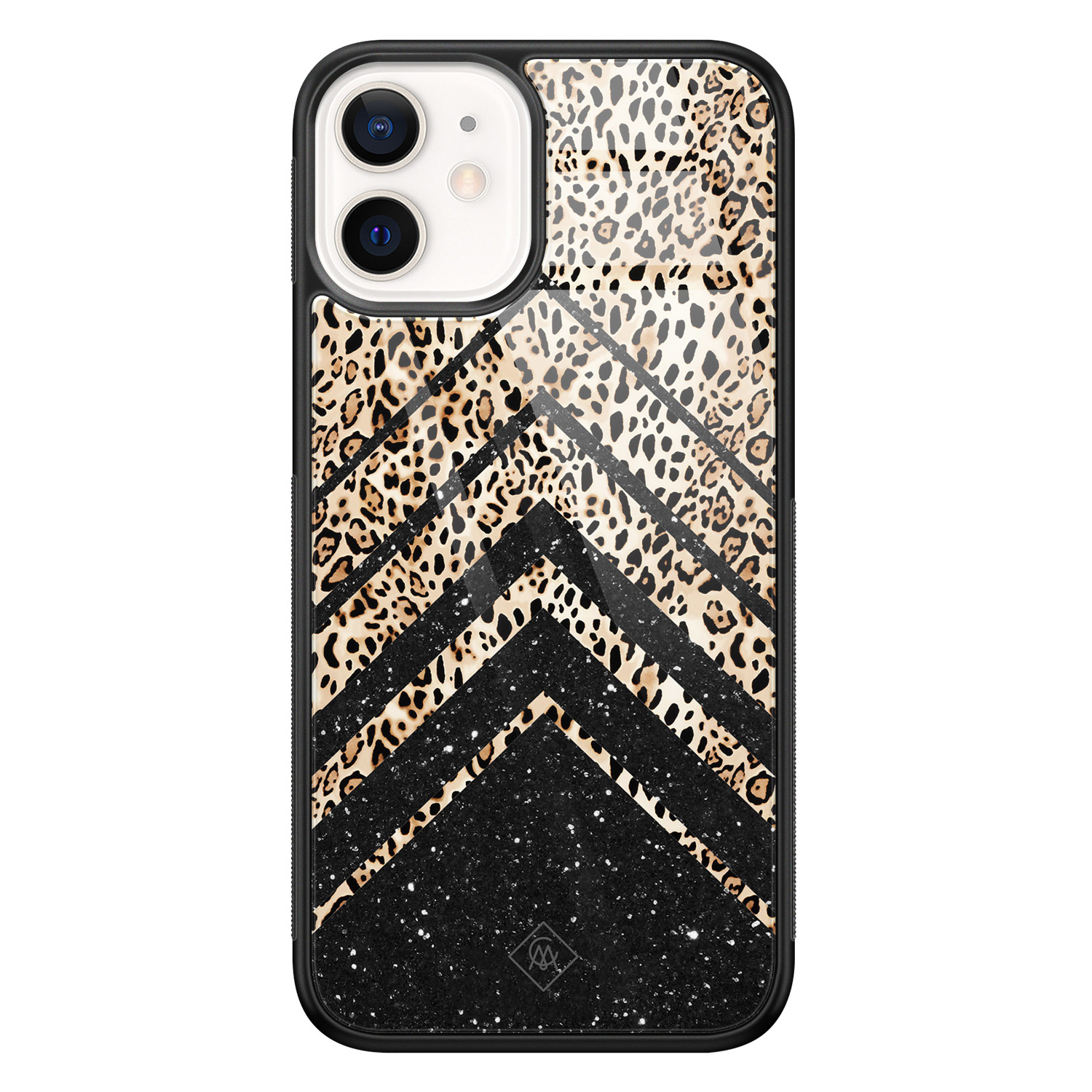 iPhone 12 mini glazen hardcase - Chevron luipaard