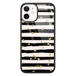 Casimoda iPhone 12 mini glazen hardcase - Hart streepjes