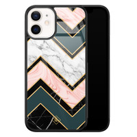 Casimoda iPhone 12 mini glazen hardcase - Marmer triangles