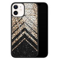 Casimoda iPhone 12 mini glazen hardcase - Chevron luipaard