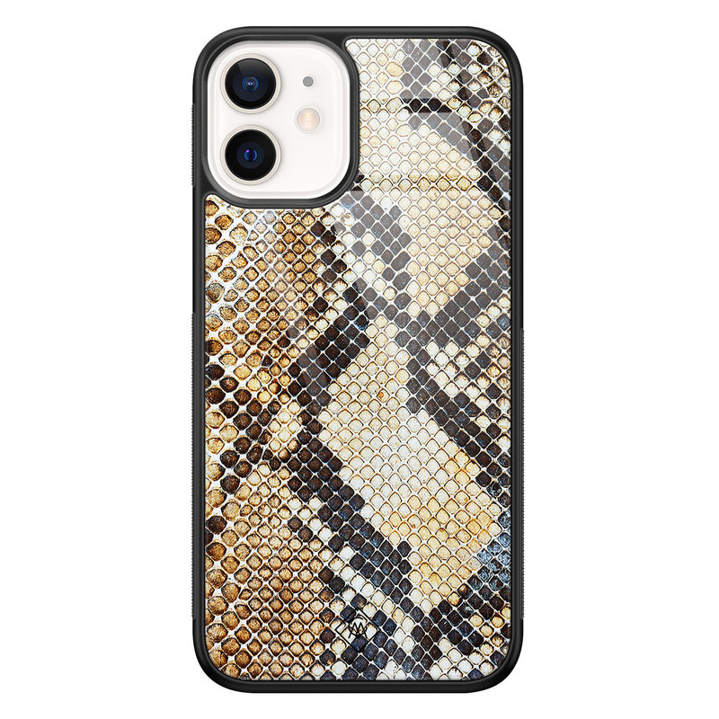 Casimoda iPhone 12 mini glazen hardcase - Golden snake