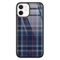 Casimoda iPhone 12 mini glazen hardcase - Tartan blauw