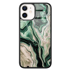 Casimoda iPhone 12 mini glazen hardcase - Green waves