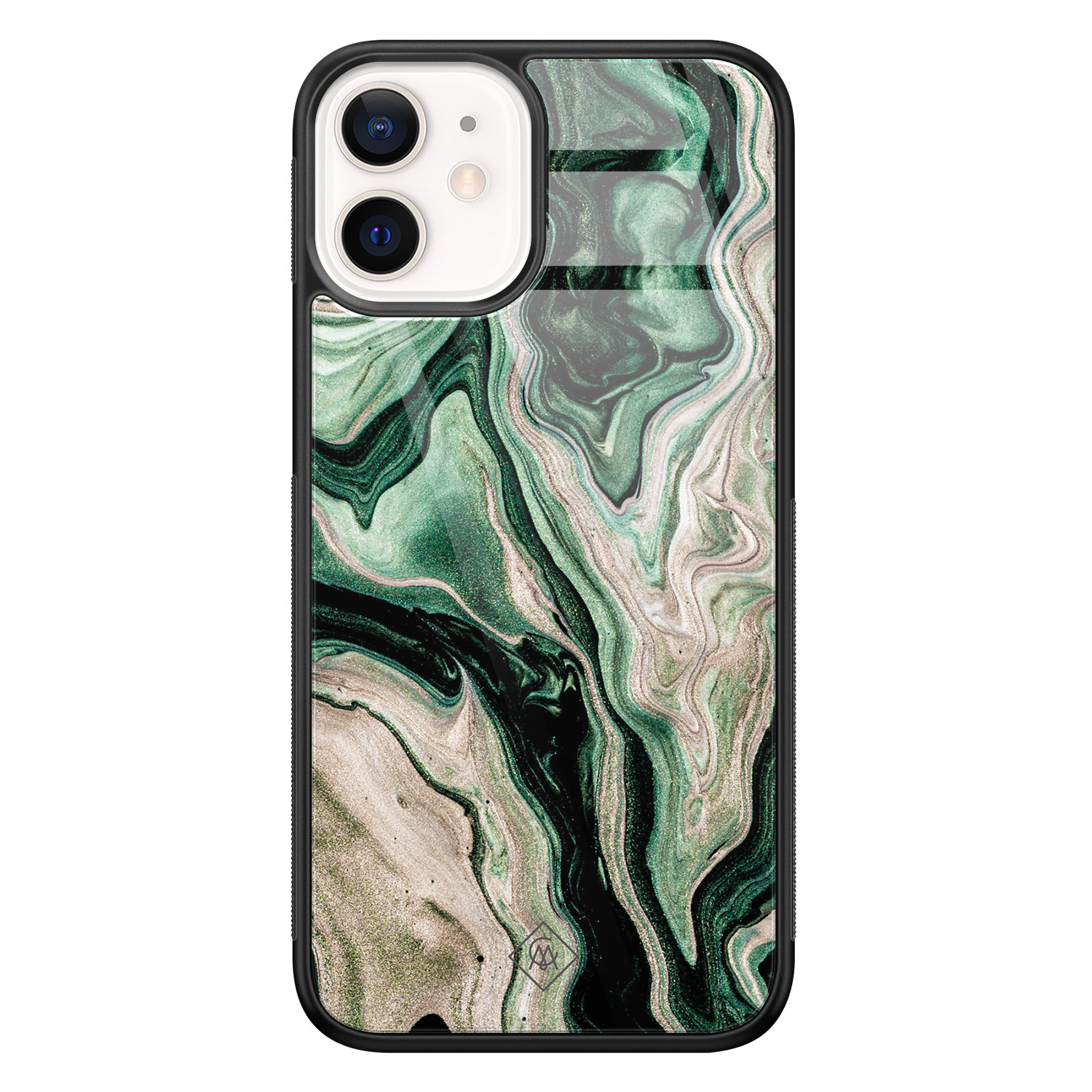 iPhone 12 mini glazen hardcase - Green waves