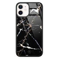 Casimoda iPhone 12 mini glazen hardcase - Marmer zwart